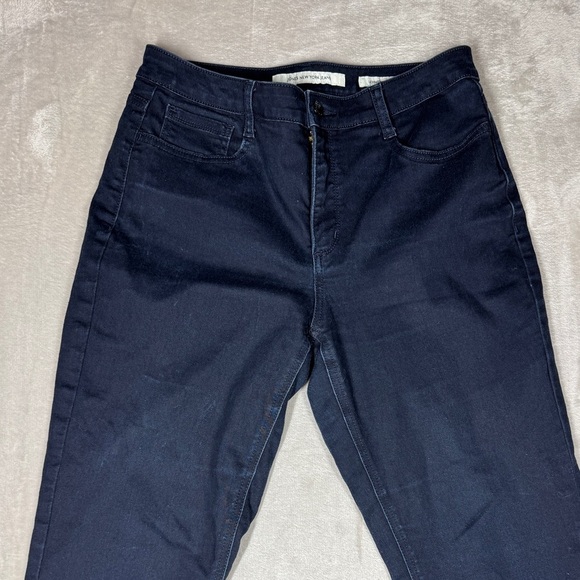 Jones New York Lexington Straight Dark Wash Zipper Fly Rhinestone Blue Jeans 10 - Picture 9 of 16